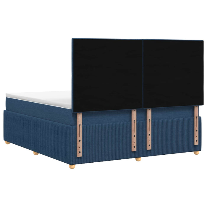 Pat cu arcuri LED și saltea albastru 140 x 190 cm Țesătură WALTI