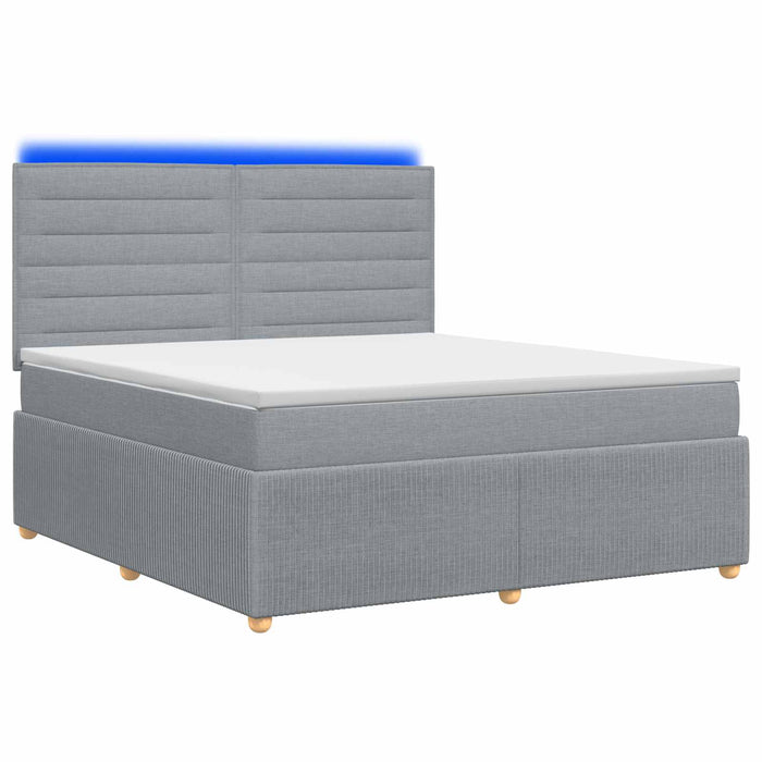 Pat cu arcuri LED și saltea Gri deschis 140 x 200 cm Țesătură WALTI