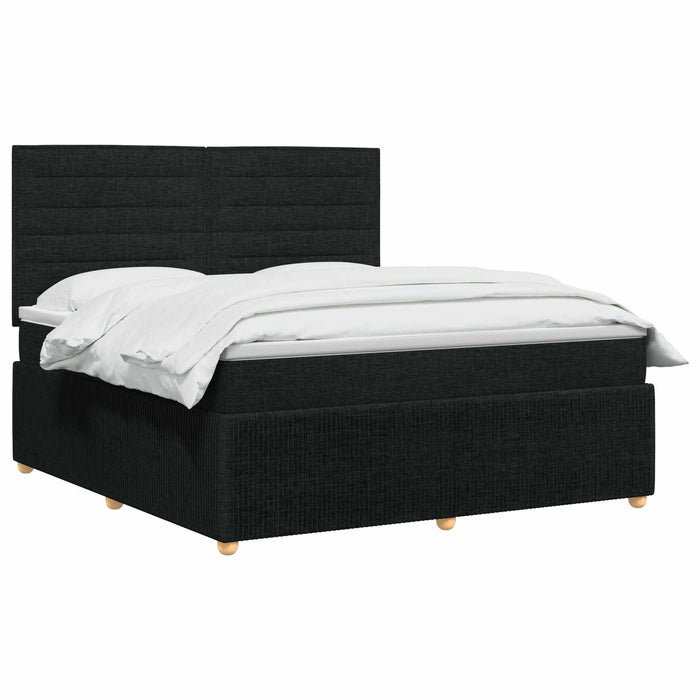 Pat cu arcuri LED și saltea Negru 140 x 200 cm Țesătură WALTI