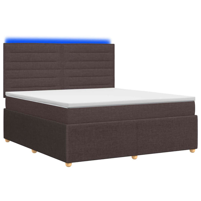 Pat cu arcuri LED și saltea Maro închis 140 x 200 cm Țesătură WALTI