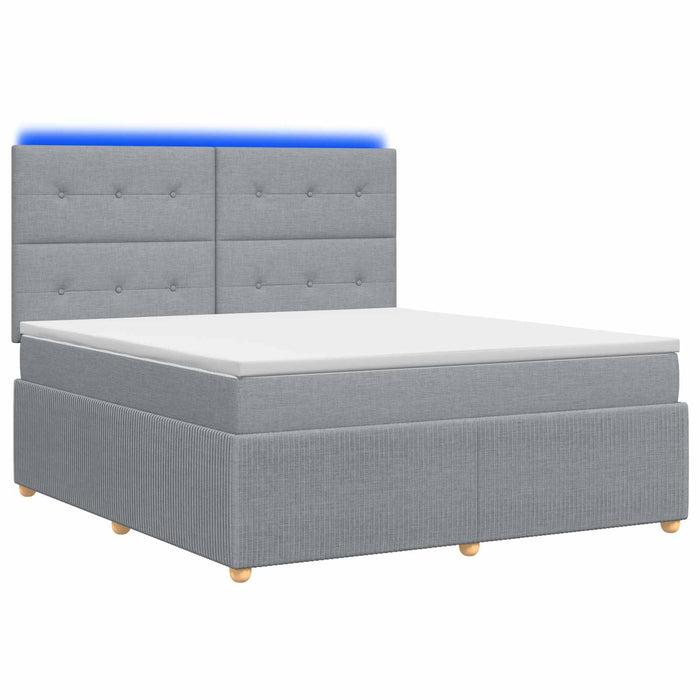 Pat cu arcuri LED și saltea Gri deschis 140 x 200 cm Țesătură WALTI
