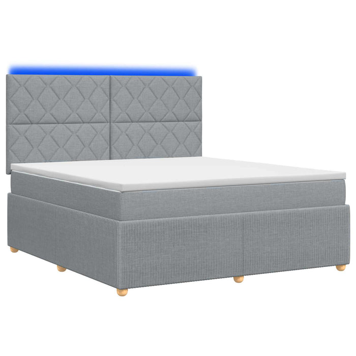 Pat cu arcuri LED și saltea Gri deschis 140 x 200 cm Țesătură WALTI
