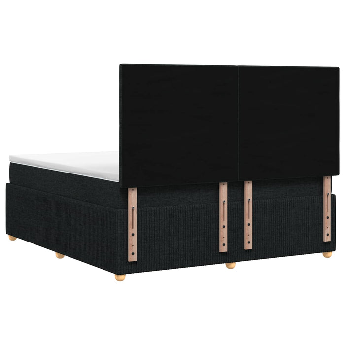 Pat cu arcuri LED și saltea Negru 140 x 200 cm Țesătură WALTI