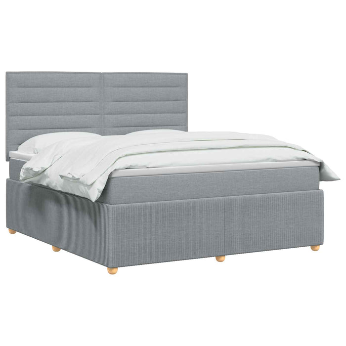 Pat cu arcuri LED și saltea Gri deschis 160 x 200 cm Țesătură WALTI