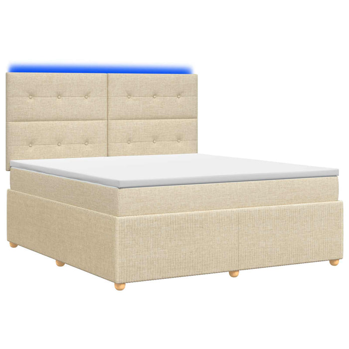 Pat cu arcuri LED și saltea Crem 160 x 200 cm Țesătură WALTI