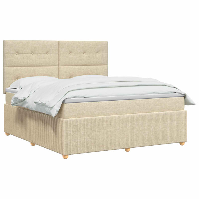 Pat cu arcuri LED și saltea Crem 160 x 200 cm Țesătură WALTI