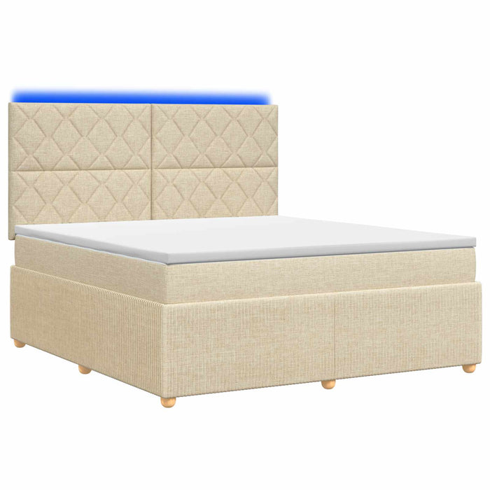 Pat cu arcuri LED și saltea Crem 160 x 200 cm Țesătură WALTI