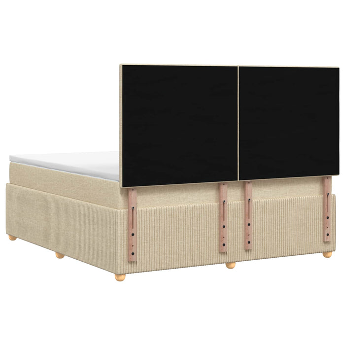 Pat cu arcuri LED și saltea Crem 160 x 200 cm Țesătură WALTI