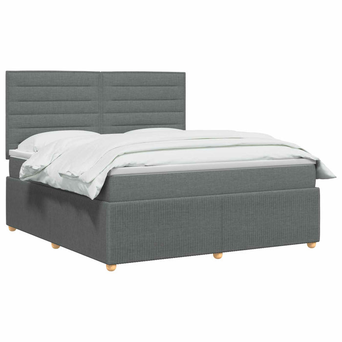 Pat cu arcuri LED și saltea Gri închis 180 x 200 cm Țesătură WALTI