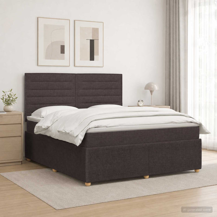Pat cu arcuri LED și saltea Maro închis 140 x 190 cm Țesătură WALTI