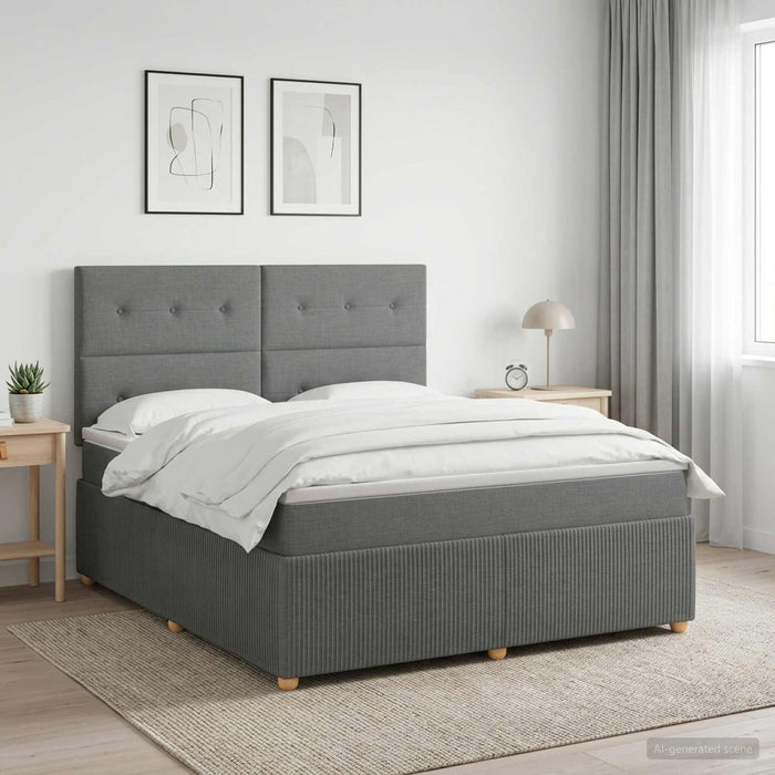 Pat cu arcuri LED și saltea Gri închis 180 x 200 cm Țesătură WALTI