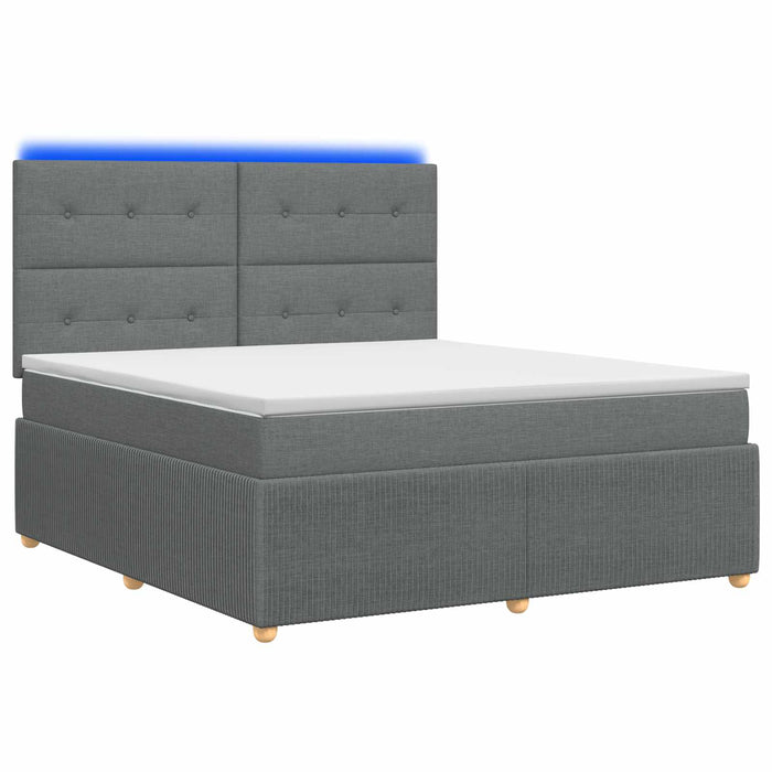 Pat cu arcuri LED și saltea Gri închis 180 x 200 cm Țesătură WALTI