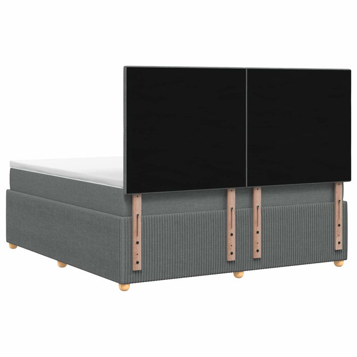 Pat cu arcuri LED și saltea Gri închis 180 x 200 cm Țesătură WALTI