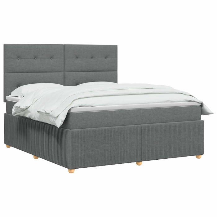 Pat cu arcuri LED și saltea Gri închis 180 x 200 cm Țesătură WALTI