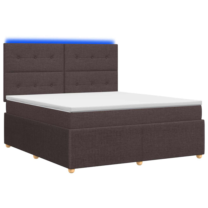 Pat cu arcuri LED și saltea Maro închis 180 x 200 cm Țesătură WALTI