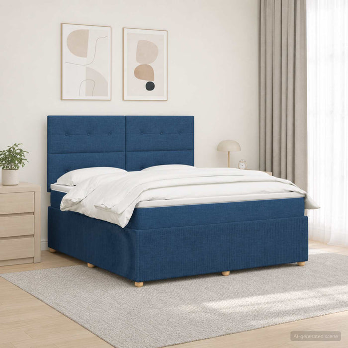 Pat cu arcuri LED și saltea albastru 180 x 200 cm Țesătură - WALTI WALTI