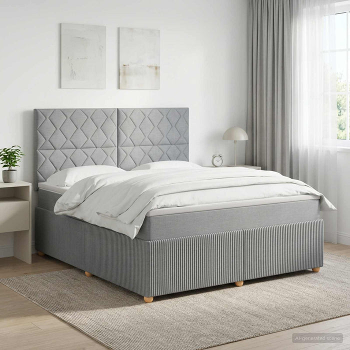 Pat cu arcuri LED și saltea Gri deschis 160 x 200 cm Țesătură WALTI