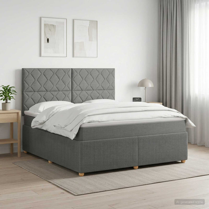 Pat cu arcuri LED și saltea Gri închis 140 x 190 cm Țesătură WALTI