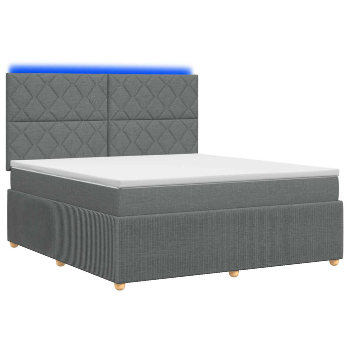 Pat cu arcuri LED și saltea Gri închis 180 x 200 cm Țesătură WALTI