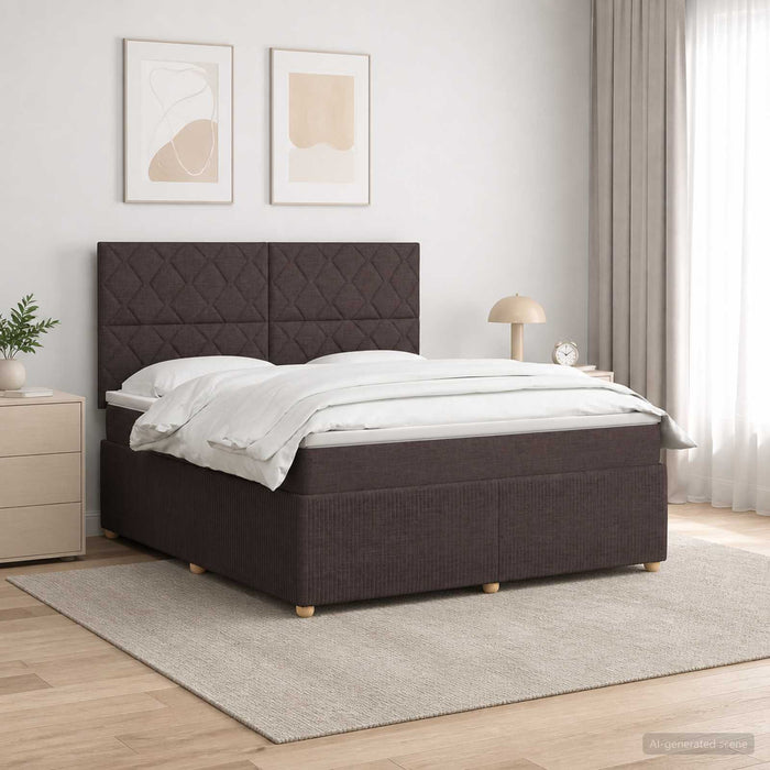 Pat cu arcuri LED și saltea Maro închis 140 x 190 cm Țesătură WALTI