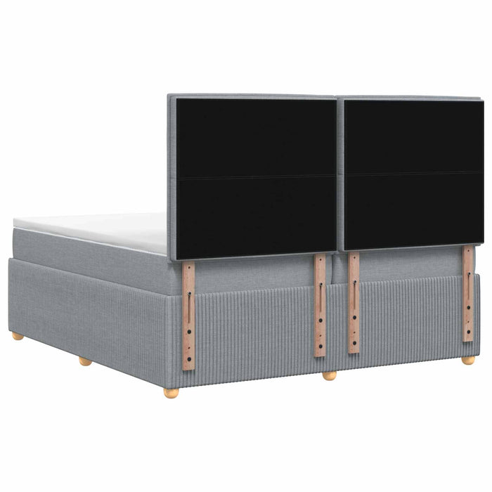Pat cu arcuri LED și saltea Gri deschis 200 x 200 cm Țesătură WALTI