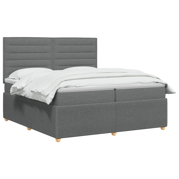 Pat cu arcuri LED și saltea Gri închis 200 x 200 cm Țesătură WALTI