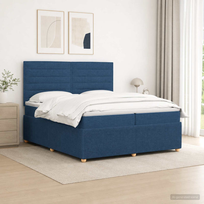 Pat cu arcuri LED și saltea albastru 200 x 200 cm Țesătură - WALTI WALTI