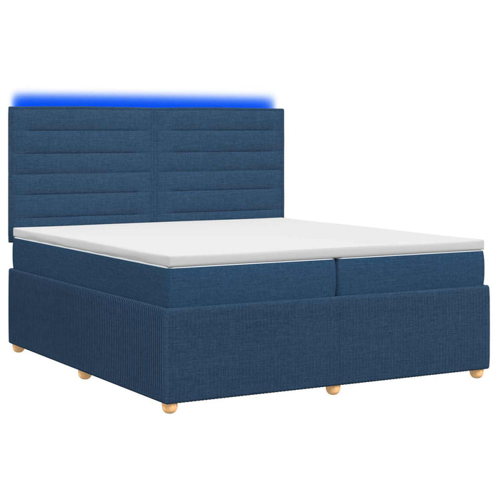 Pat cu arcuri LED și saltea albastru 200 x 200 cm Țesătură - WALTI WALTI