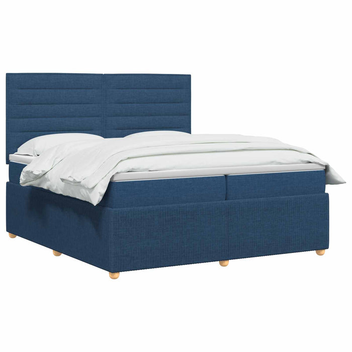 Pat cu arcuri LED și saltea albastru 200 x 200 cm Țesătură - WALTI WALTI