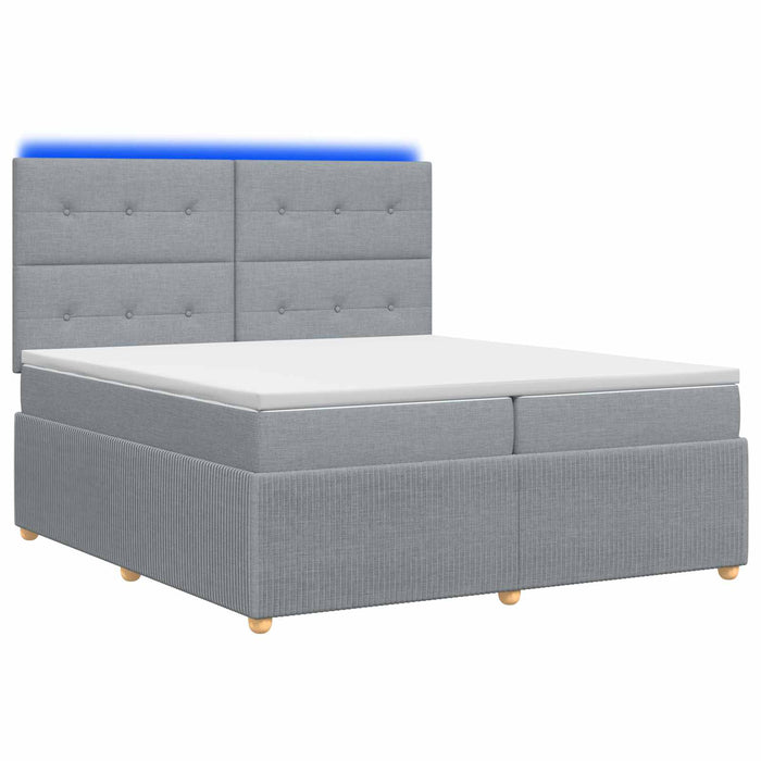 Pat cu arcuri LED și saltea Gri deschis 200 x 200 cm Țesătură WALTI