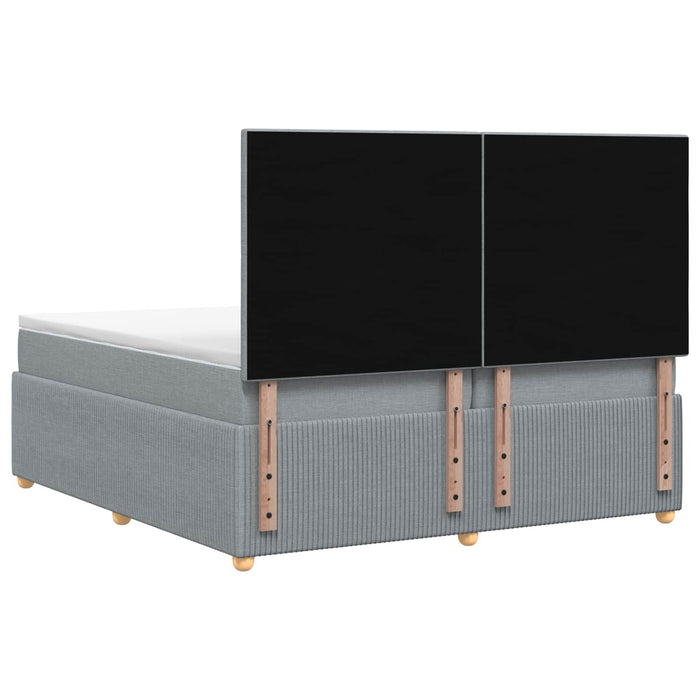 Pat cu arcuri LED și saltea Gri deschis 200 x 200 cm Țesătură WALTI