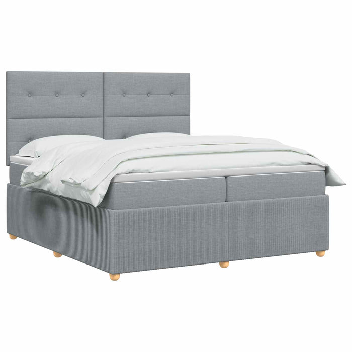 Pat cu arcuri LED și saltea Gri deschis 200 x 200 cm Țesătură WALTI
