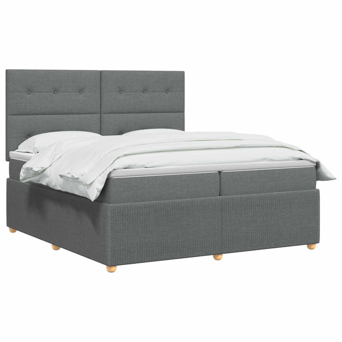 Pat cu arcuri LED și saltea Gri închis 200 x 200 cm Țesătură WALTI