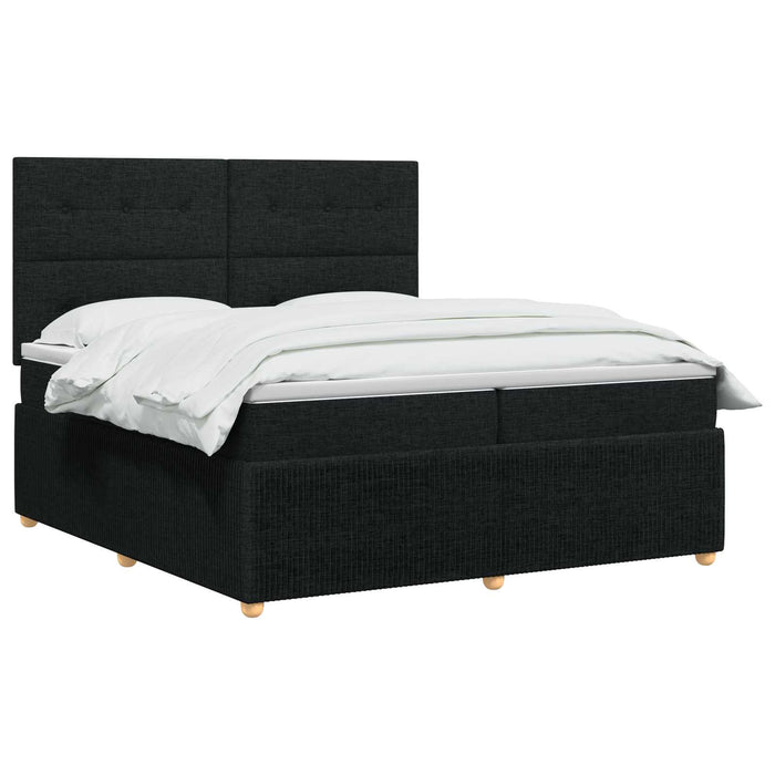 Pat cu arcuri LED și saltea Negru 200 x 200 cm Țesătură - WALTI WALTI