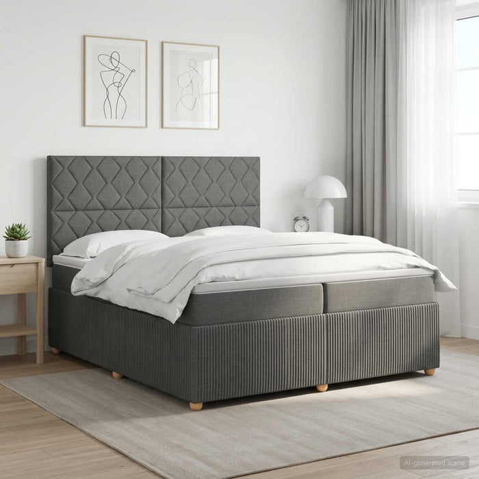 Pat cu arcuri LED și saltea Gri închis 200 x 200 cm Țesătură WALTI