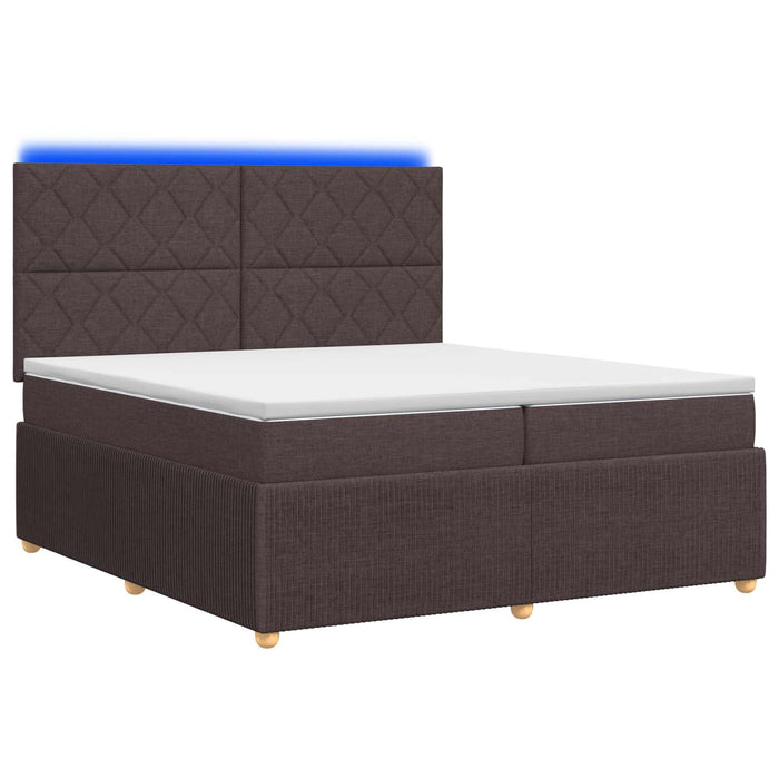 Pat cu arcuri LED și saltea Maro închis 200 x 200 cm Țesătură WALTI