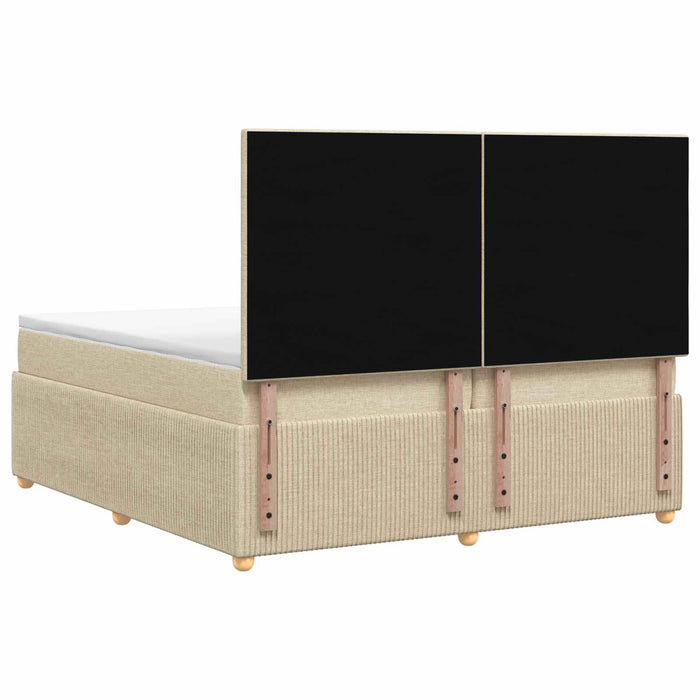 Pat cu arcuri LED și saltea Crem 200 x 200 cm Țesătură WALTI