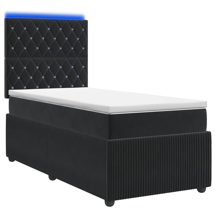 Pat cu arcuri LED și saltea Negru 80 x 200 cm Catifea WALTI