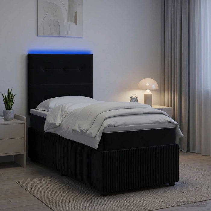 Pat cu arcuri LED și saltea Negru 80 x 200 cm Catifea - WALTI WALTI