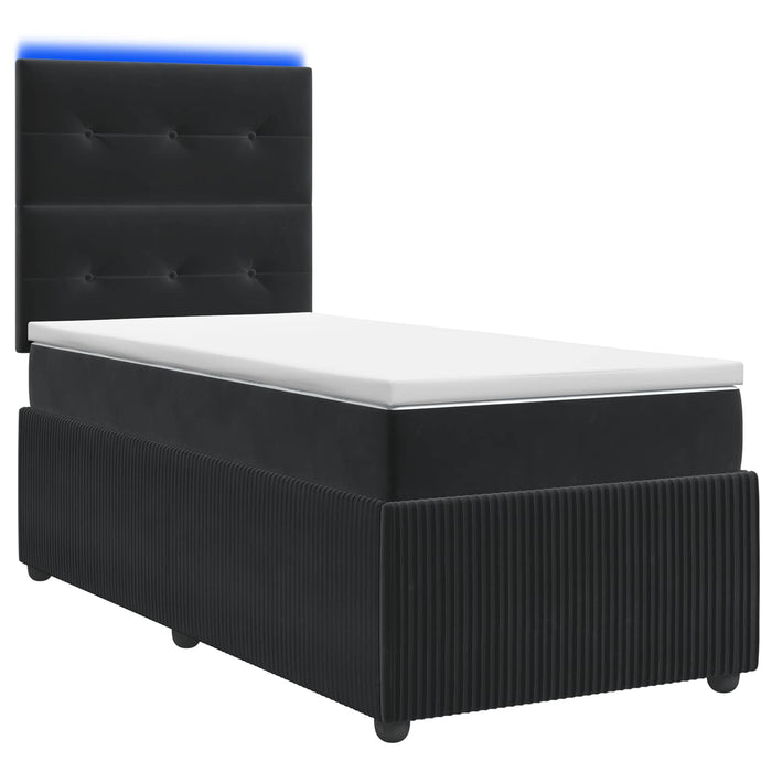 Pat cu arcuri LED și saltea Negru 80 x 200 cm Catifea - WALTI WALTI