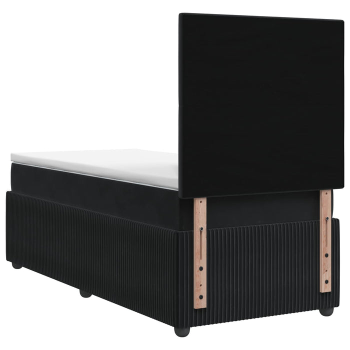 Pat cu arcuri LED și saltea Negru 80 x 200 cm Catifea WALTI
