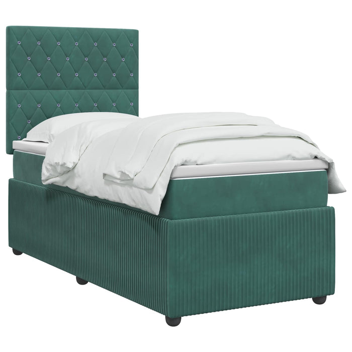 Pat cu arcuri LED și saltea Verde închis 90 x 190 cm Catifea - WALTI WALTI