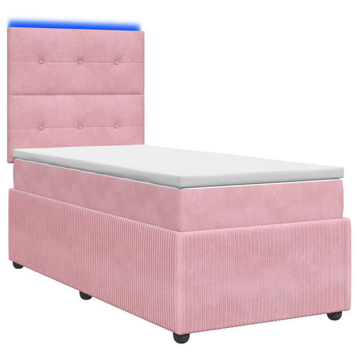 Pat cu arcuri LED și saltea Roz 90 x 190 cm Catifea - WALTI WALTI
