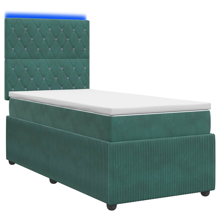 Pat cu arcuri LED și saltea Verde închis 90 x 200 cm Catifea - WALTI WALTI