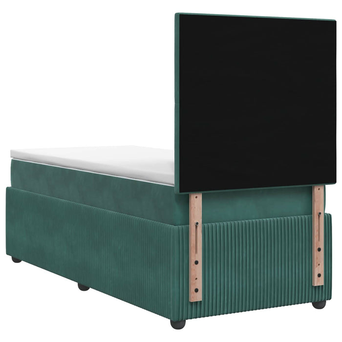 Pat cu arcuri LED și saltea Verde închis 90 x 200 cm Catifea WALTI