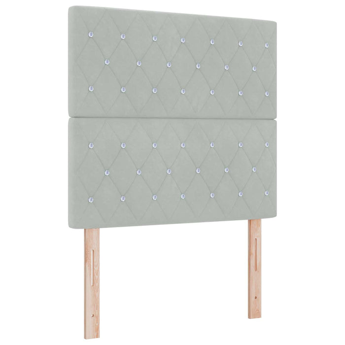 Pat cu arcuri LED și saltea Gri deschis 100 x 200 cm Catifea WALTI