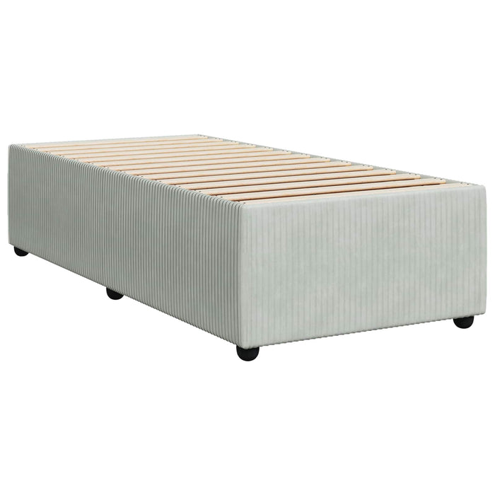 Pat cu arcuri LED și saltea Gri deschis 100 x 200 cm Catifea WALTI