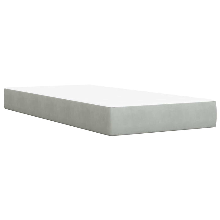 Pat cu arcuri LED și saltea Gri deschis 100 x 200 cm Catifea WALTI