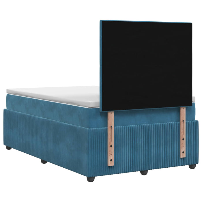 Pat cu arcuri LED și saltea albastru 120 x 190 cm Catifea - WALTI WALTI
