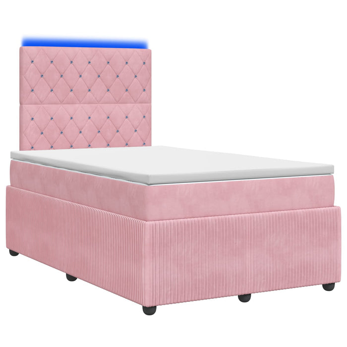Pat cu arcuri LED și saltea Roz 120 x 190 cm Catifea WALTI